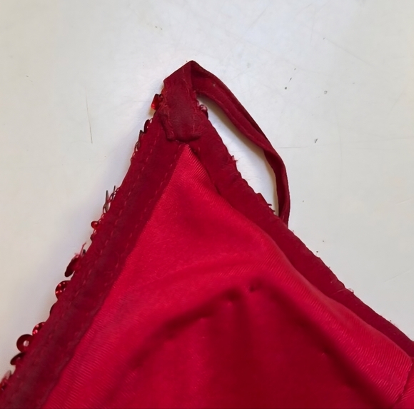 Scala silk Sequined wedding Prom Dress Size 4 red Sequins elegant - Picture 14 of 17